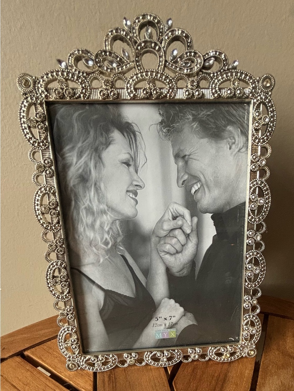 NOS 5”x7” Picture Frame Rhinestone Crystal Ornate Photo Frame Tabletop